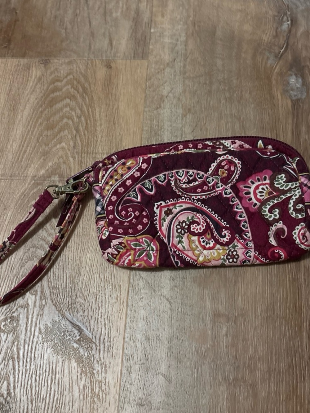Vera Bradley Piccadilly Plum Burgundy Paisley Quilted Wristlet